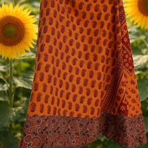 Boho Paisley Wrap Skirt Earthy/ Orange/Festival/Free People Style/NEW no tags
